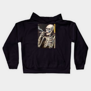 Skeleton Smoking a Cigarette Kids Hoodie